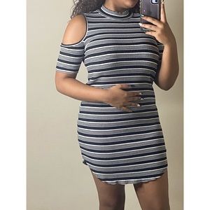 NEW  black and white striped dress